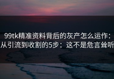 99tk精准资料背后的灰产怎么运作：从引流到收割的5步：这不是危言耸听