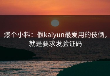 爆个小料：假kaiyun最爱用的伎俩，就是要求发验证码