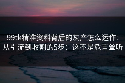 99tk精准资料背后的灰产怎么运作：从引流到收割的5步：这不是危言耸听