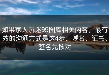 如果家人沉迷99图库相关内容，最有效的沟通方式是这4步：域名、证书、签名先核对