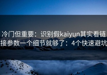 冷门但重要：识别假kaiyun其实看链接参数一个细节就够了：4个快速避坑