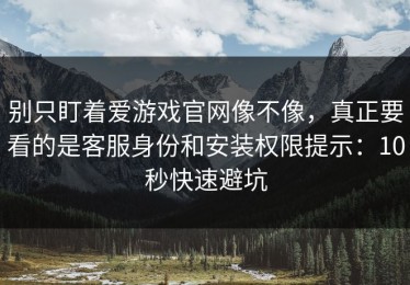 别只盯着爱游戏官网像不像，真正要看的是客服身份和安装权限提示：10秒快速避坑