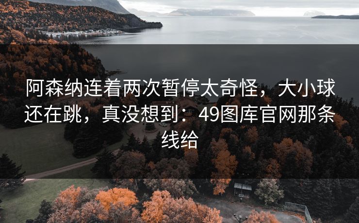 阿森纳连着两次暂停太奇怪，大小球还在跳，真没想到：49图库官网那条线给